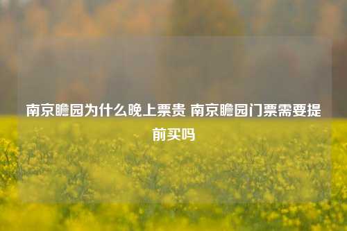 南京瞻园为什么晚上票贵 南京瞻园门票需要提前买吗