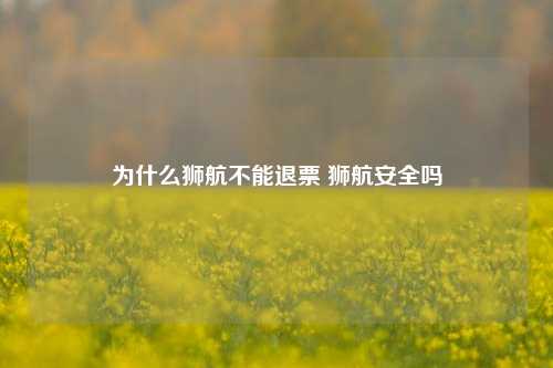 为什么狮航不能退票 狮航安全吗