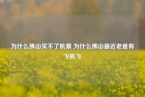 为什么佛山买不了机票 为什么佛山最近老是有飞机飞