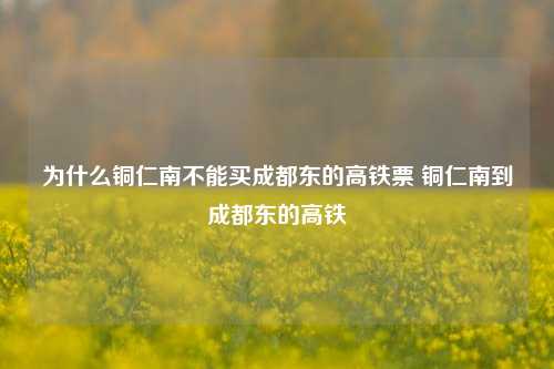 为什么铜仁南不能买成都东的高铁票 铜仁南到成都东的高铁