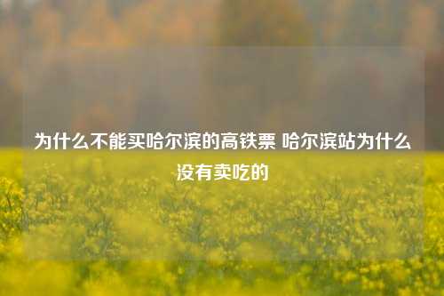 为什么不能买哈尔滨的高铁票 哈尔滨站为什么没有卖吃的