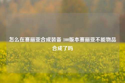 怎么在赛丽亚合成装备 100版本赛丽亚不能物品合成了吗