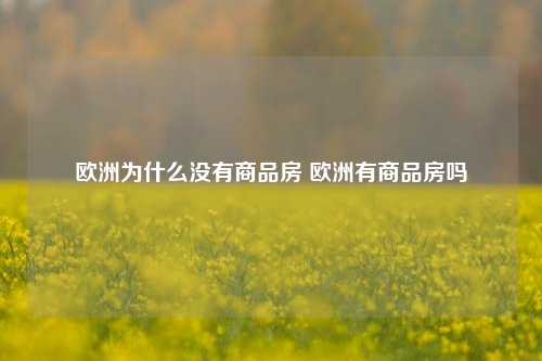 欧洲为什么没有商品房 欧洲有商品房吗