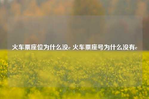 火车票座位为什么没e 火车票座号为什么没有e