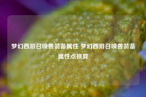 梦幻西游召唤兽装备属性 梦幻西游召唤兽装备属性点换算