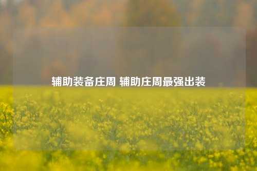 辅助装备庄周 辅助庄周最强出装