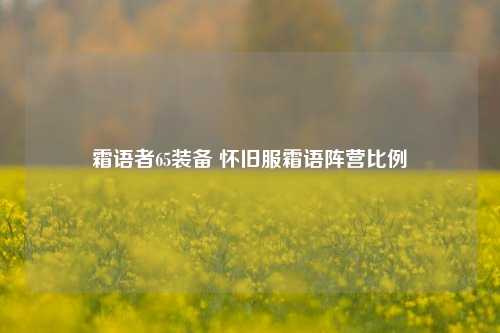 霜语者65装备 怀旧服霜语阵营比例