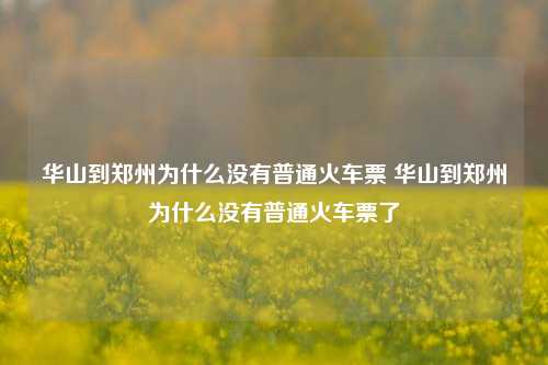 华山到郑州为什么没有普通火车票 华山到郑州为什么没有普通火车票了