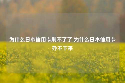 为什么日本信用卡刷不了了 为什么日本信用卡办不下来