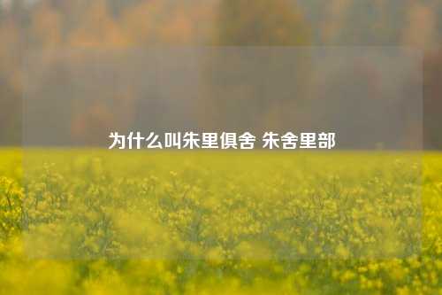 为什么叫朱里俱舍 朱舍里部