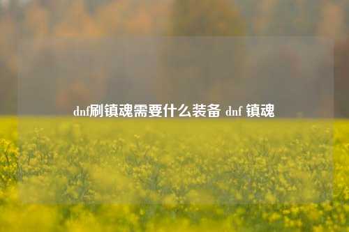 dnf刷镇魂需要什么装备 dnf 镇魂