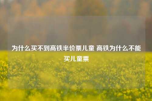 为什么买不到高铁半价票儿童 高铁为什么不能买儿童票