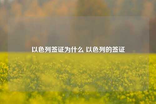 以色列签证为什么 以色列的签证