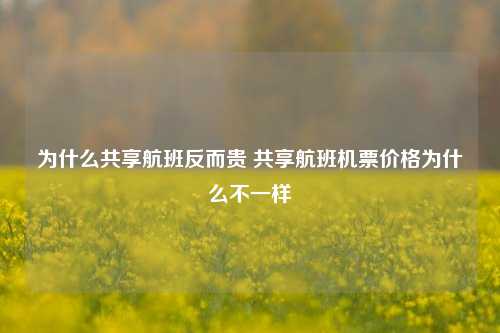 为什么共享航班反而贵 共享航班机票价格为什么不一样