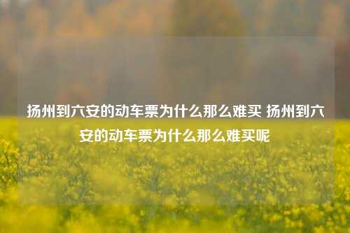 扬州到六安的动车票为什么那么难买 扬州到六安的动车票为什么那么难买呢